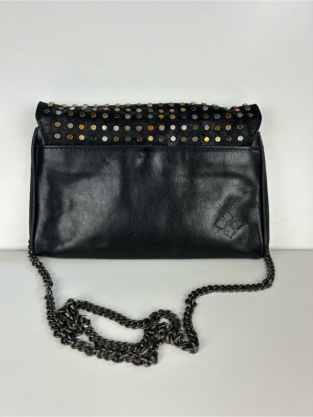 PATRICIA NASH BLACK STUDDED LEATHER LUISA FLAP CROSSBODY CLUTCH - Picture 3 of 16